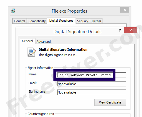 Screenshot of the Lepide Software Private Limited certificate
